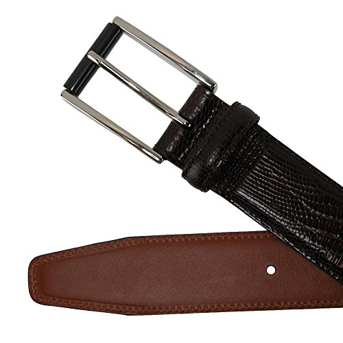 Crookhorndavis Men's Django Turin Tejus Lizard Print Dress Belt, 40, Dark Brown #TOP2