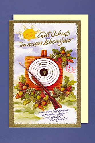 Schützenverein Geburtstag Karte Grußkarte Zielscheibe Foliendruck 16x11cm