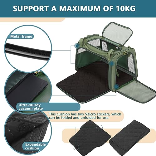 Petsfit Transportbox Katze Hund faltbar Transporttasche Hundetasche für Katzen Hunde, Hochwertige Tragetasche Hund Katze mit Schultergurt und weiches expandierbare Kissen,groß