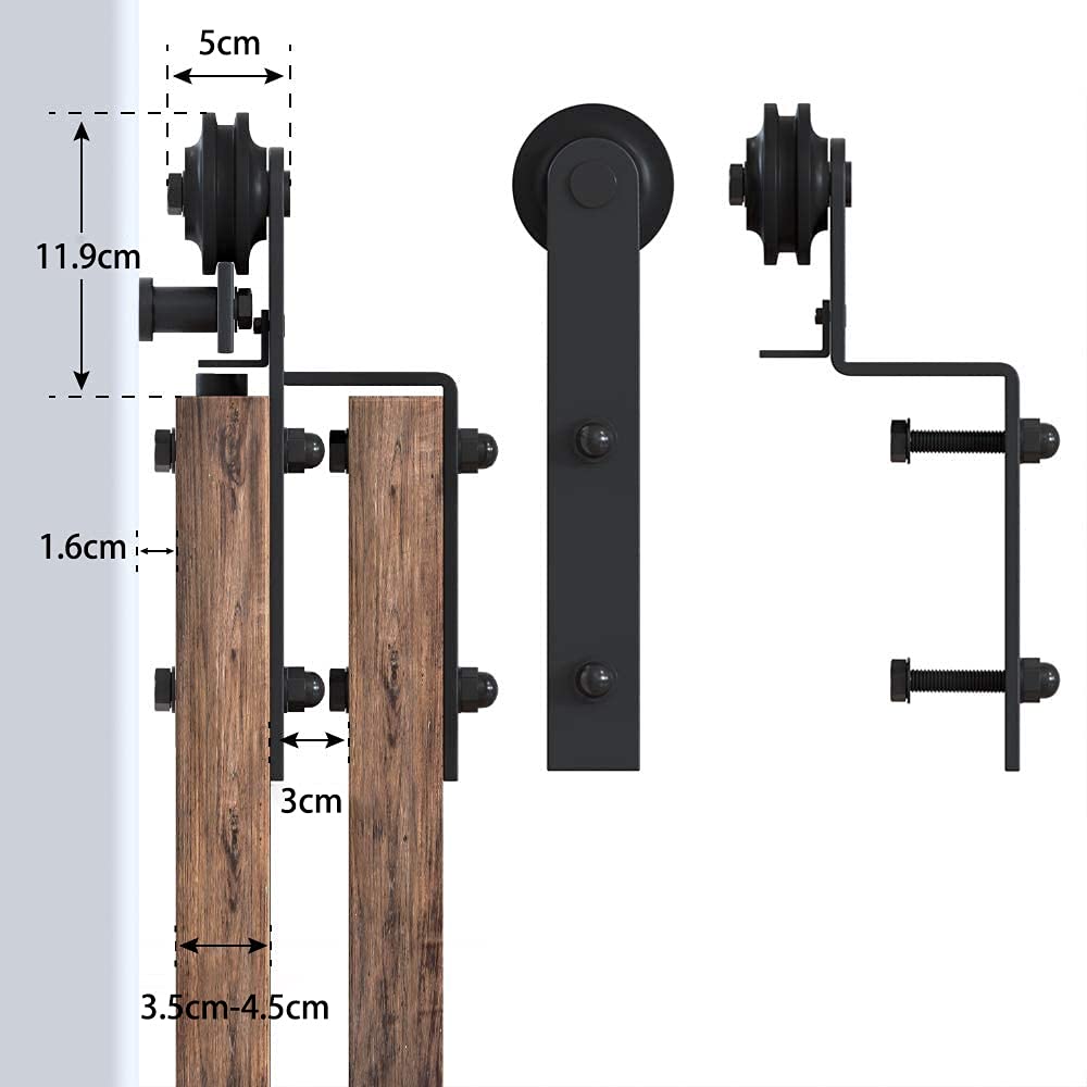 LWZH 12.6FT/383cm Schuifdeur Kit Schuifdeurbeslag Schuifdeur Kit voor Dubbele Deur