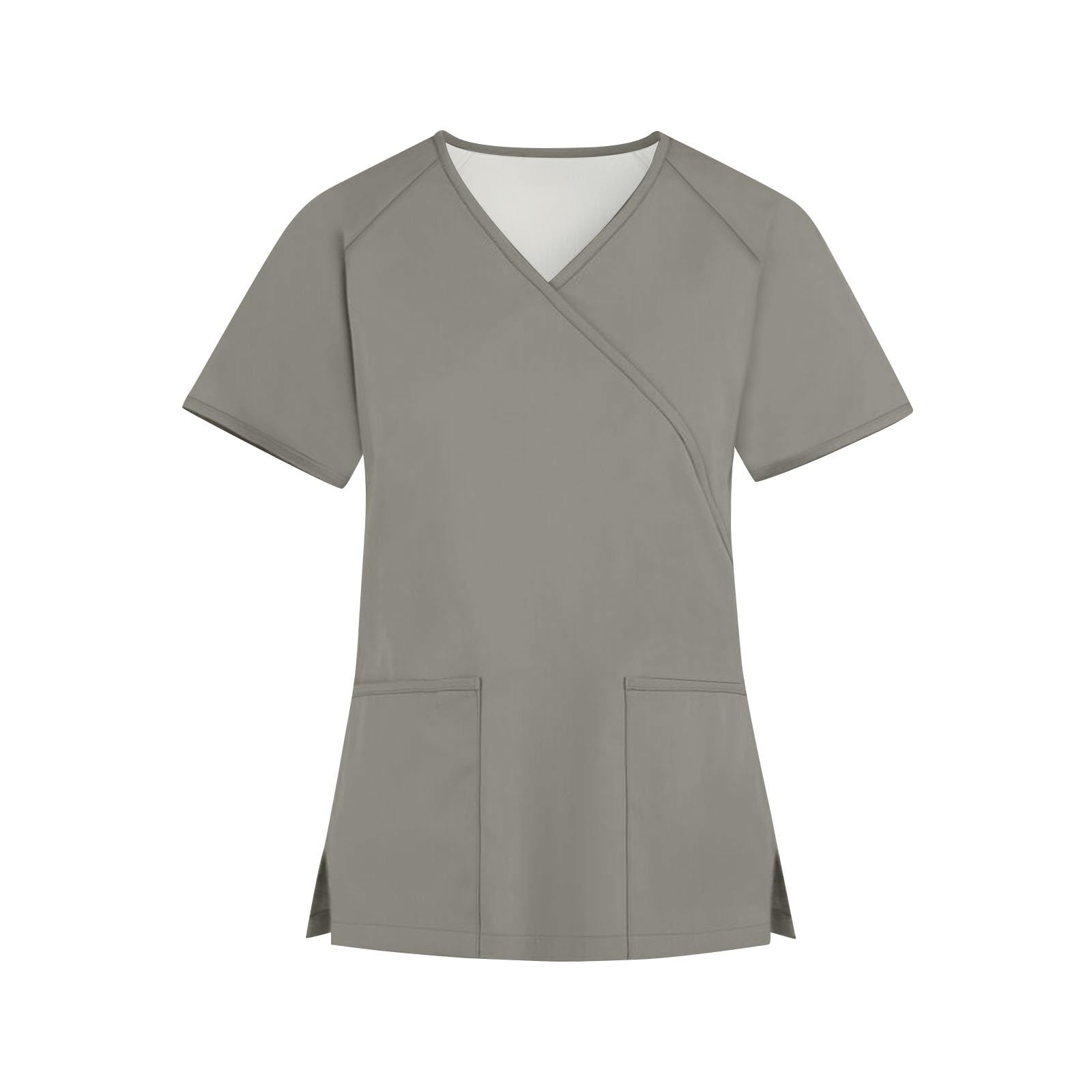 FONMA Scrub Tops for Women V Neck Stretch Shirts with Pockets Nurse Uniform