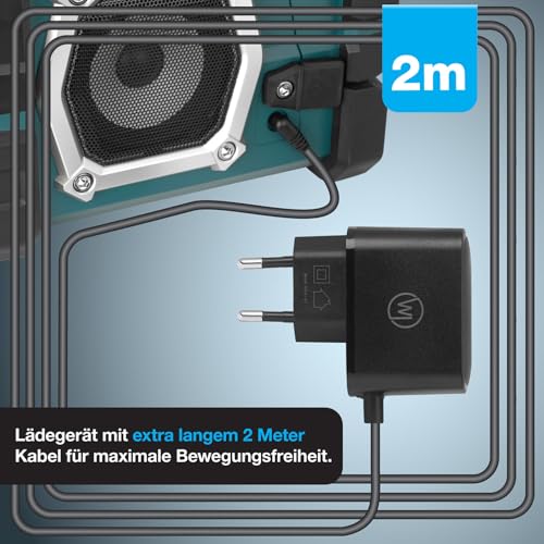 wicked chili adaptateur secteur compatible avec makita radio dmr 116 112 110 109 108 107 106 bmr 105 104 103 chargeur remplace l'original câble de charge se00000101 se00000078 se00000265, 180cm