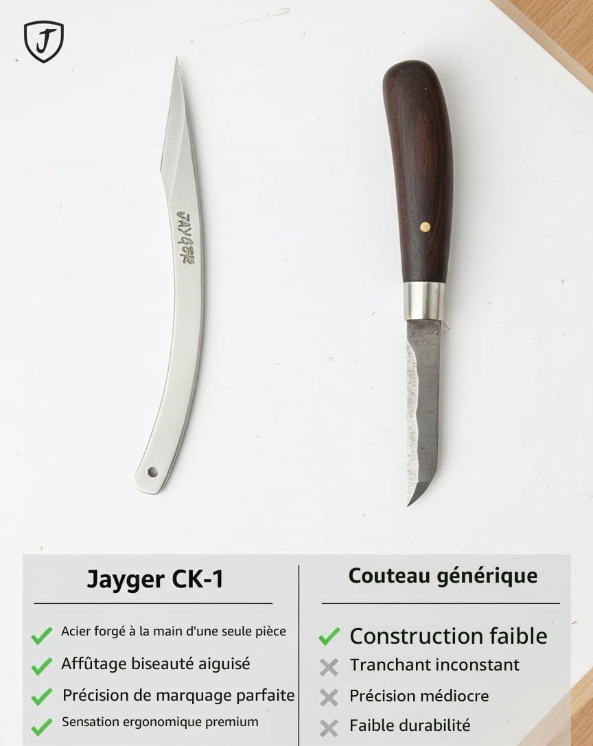 Couteau Kiridashi fait à la main – Outil de marquage japonais de précision – Lame 12C27 – Couteau de sculpture et d'artisanat compact pour le travail du bois, le travail du cuir, le bricolage et