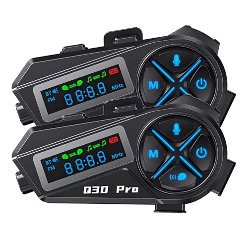 2x Casco Da Moto Bluetooth, Interfono Moto Per 2 Caschi, Casco Da Moto Con Portata 500 M, Casco Da Moto Wireless Con Interfono Impermeabile Ip67, 15 Ore Di Riproduzione E Radio Fm