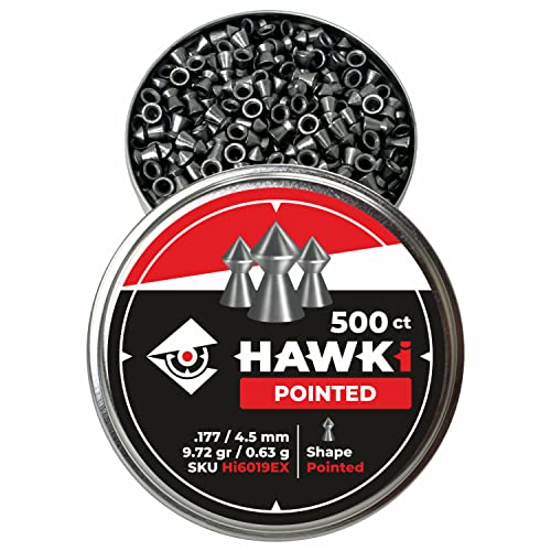 Hawki Airgun Pellets .177cal/4.5mm Caliber (9.72gr/0.63 g) 500 ct Hi6019EX Pointed - Thumbnail 2