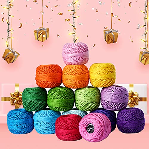 Soft 1500Y 15 Pearl Balls Cardinal Size 8 Rainbow Colors for Crochet Hardanger Cross Stitch Needlepoint Hand Embroidery - Thumbnail 3