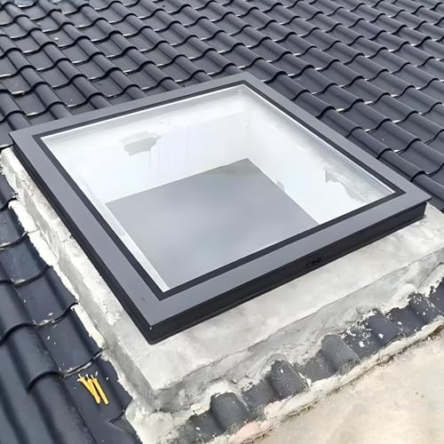 Skylight Roof Window for Home, Ventilated Roof Skylight for Flat Roof with Double Tempered Glass & Aluminum Alloy Frame, Skylights for Attic, Kitchen, Bathroom, Corridor, Bedroom, Sunroom (23.6in)