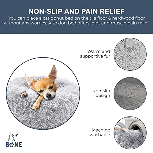 Fur & Bone Round Plush Donut Dog Bed, Fluffy Self-Warming Pet Bed, Washable with Non-Slip & Waterproof Bottom - Image 3