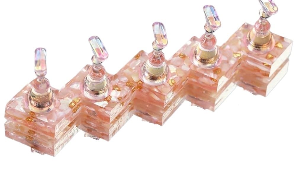 HIFRQVVC Nail Practice Holder, Nail Display Stands Set Square Round Base Multicolor(03-square Pink)