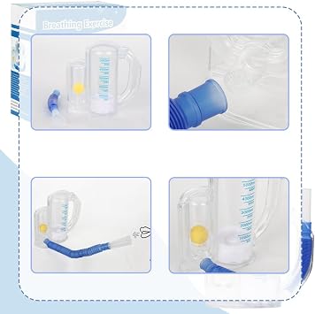 Breathing Exercise Device for Lung One Ball Incentive Spirometer Breathing Trainer for Strong Lung 5000ML Inhale Volume Measurement Incentive Spirometer Breath Measurement System with Handle
