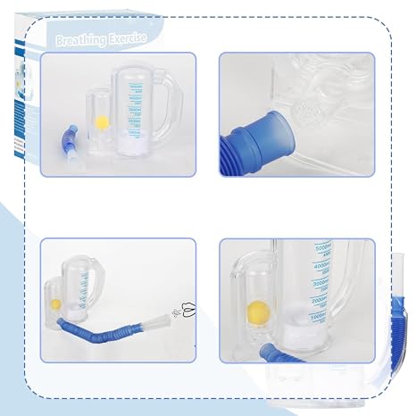 One Ball Incentive Spirometer Breathing Exercise Device for Lung Deep Breathing Trainer Washable Respiratory Exerciser for Lung Strengthening Inspiratory Exerciser 5000ml System with Flow Indicator