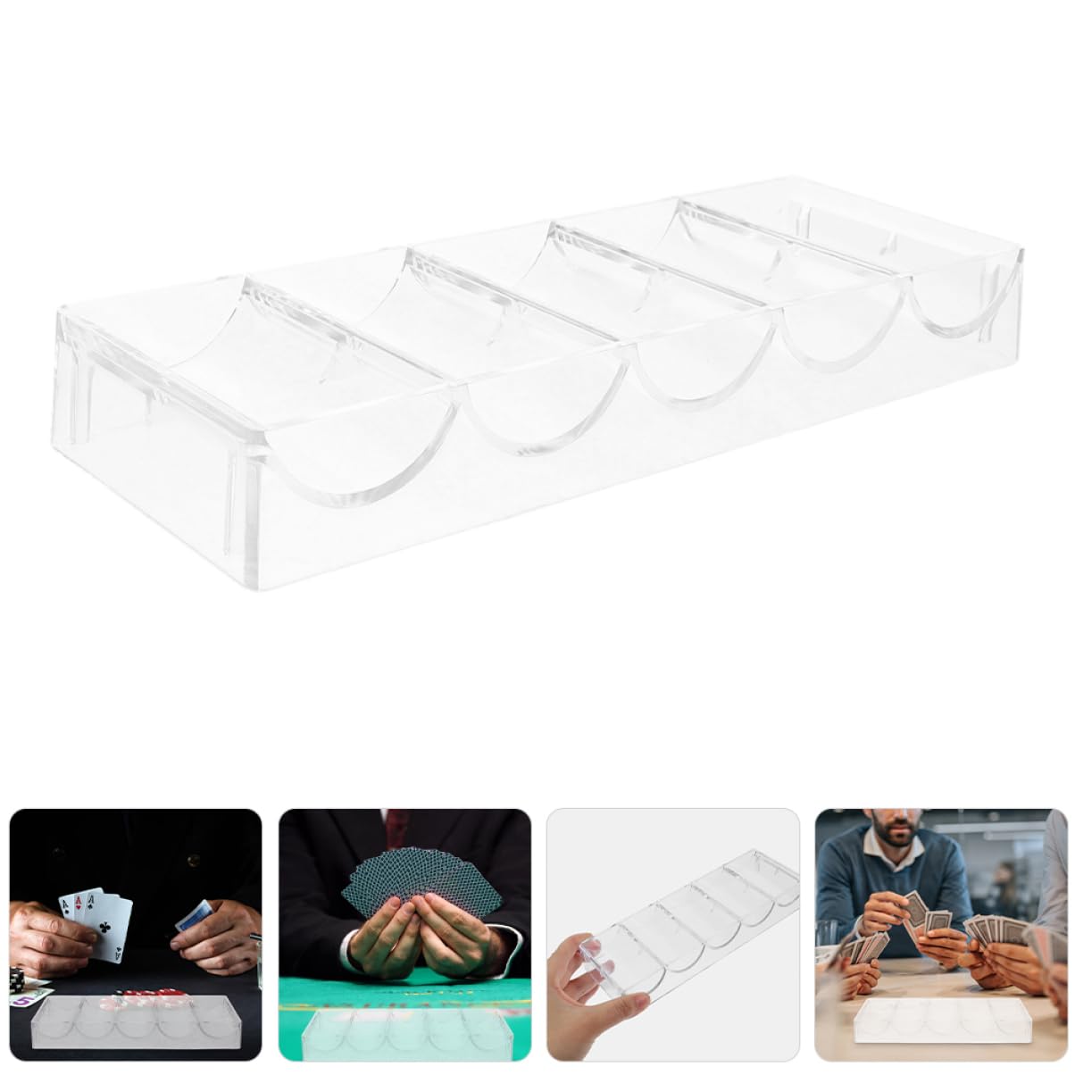 Yardwe 2pcs Transparent Poker Chip Organizer Tray Storage Holder with Multi Grid Design for Easy Classification and Access Wear Resistant Poker Chip Storage Accessories