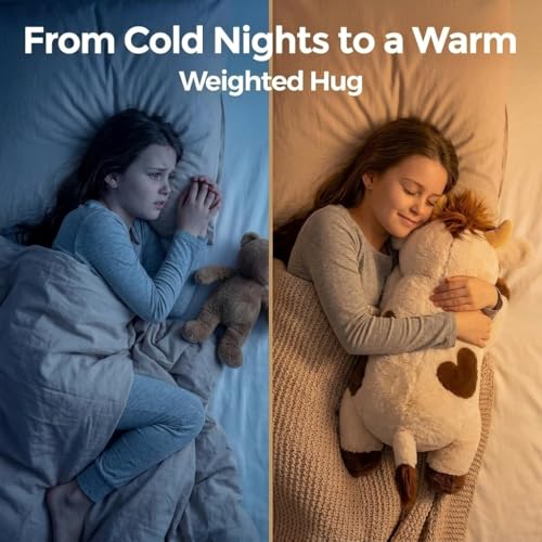 Image of Mewaii Weighted Stuffed Animals for Adults & Kids, 2-5 lbs - 23 inch Heatable Coolable Cow Plush, Microwavable Adjustable Removable Inner Pad, Realistic Hug Comfort Gift (White)