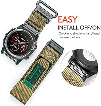 Nylon armband, 26 mm, compatibel met Garmin Fenix 8 AMOLED 51 mm/8 Solar 51 mm/Fenix 5X/Fenix 6X/Fēnix 7X/Fenix 3/Enduro/Quatix 3, klittenbandsluiting, ultralicht en ademend, robuuste reserveband voor