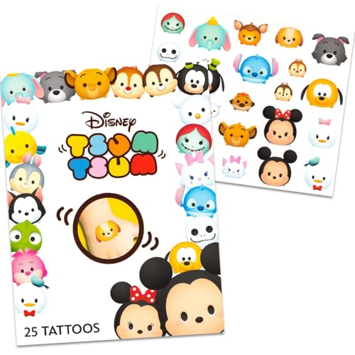 Disney Tsum Tsum Temporary Tattoo Set - Party Favors Bundle with 75 Temporary Tattoos Featuring Mickey Mouse, Bambi, Dumbo, More | Disney Movie Themed Party image 4
