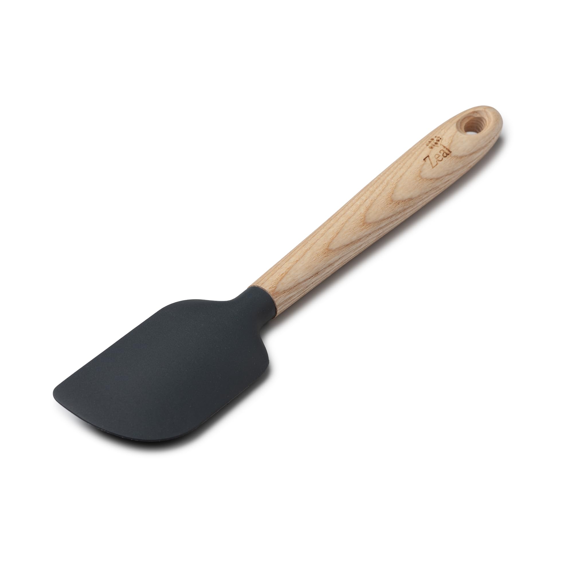 Zeal Silicone Spatula with Ash Wooden Handle – 25cm Non-Scratch, Heat-Resistant Cooking & Baking Spatula for Mixing, Scraping & Folding (Dark Grey)