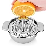 NOHUNT stainless steel manual citrus juicer hand cold press lemon and orange juicer and squeezers with Round Bowl Big size 500ml