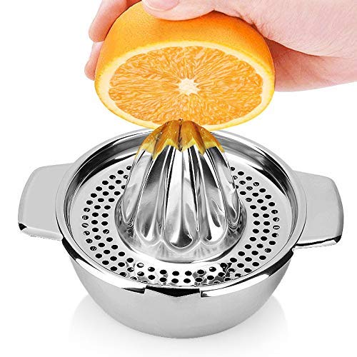 NOHUNT stainless steel manual citrus juicer hand cold press lemon and orange juicer and squeezers with Round Bowl Big size 500ml