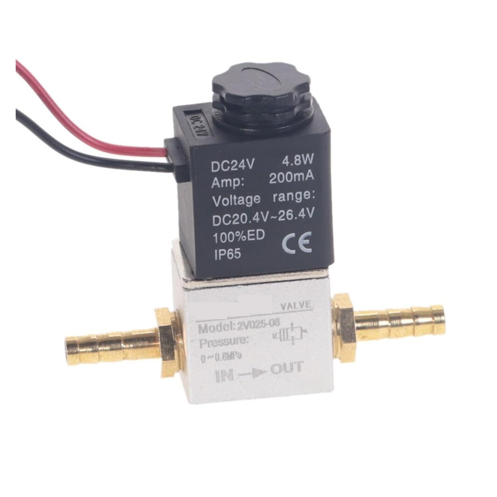 Zawór sprężarki pneumatycznej 1/4 cala, normalnie zamknięty, aluminiowy, z napięciem 12 V 24 V Lucky(2V025-08-PC-6mm,24V DC)