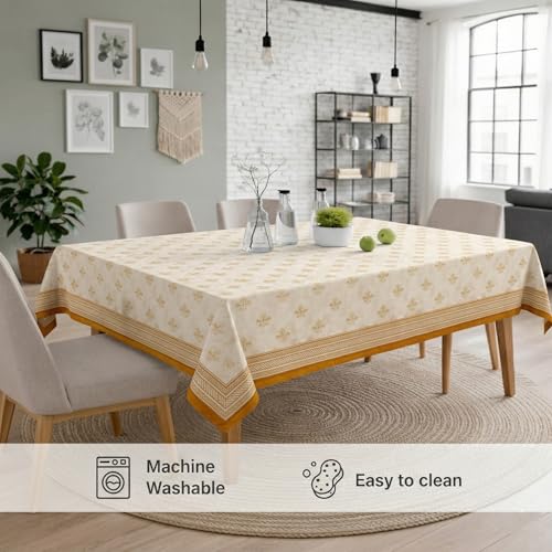 Image of STITCHNEST 'Tavola Luxe Series' Dining Table Cover 54x78 Inches | 4 Seater - 6 Seater Rectangular Dining Table Cover | Premium Fabric, Washable & Colour Fast