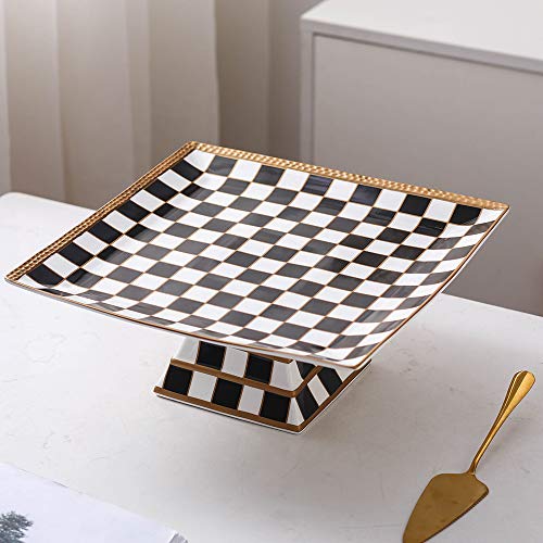 Porlien Checker Pattern 13-Inch Cake Stand, Cake Holder, Serving Platter #TOP2