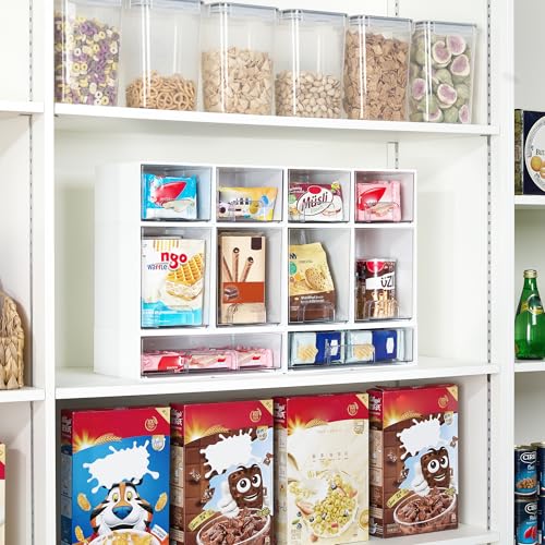 Image of Vtopmart Stackable Storage Drawers Set of 5, Plastic Organizer Bins for Baby Bottle, Beauty Supplies Storage, Ideal for Kichen Countertop, Vanity, Bathroom, Cabinet, Pantry Organization,White