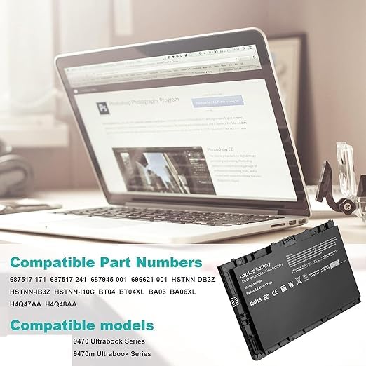 EARPIX BT04 BT04XL Notebook Battery for Compatible HP EliteBook Folio 9480M Series Ultrabook Laptop fits BA06 BA06XL Battery Spare 696621-001... - Image 4