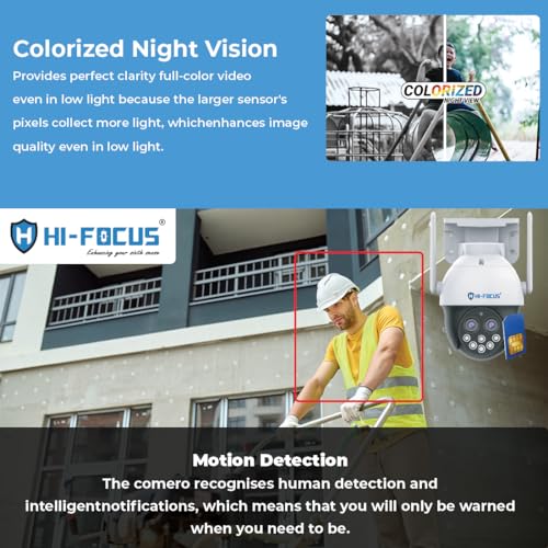 Image of HIFOCUS 4G SIM Based 4MP Dual Lens Outdoor 10x PTZ Security Camera|Two-Way Audio| Motion Detection|Human Detection|Auto Tracking| IP66|Supports 256 GB SD Card | 10X Hybrid Zoom| 24x7 Color View|