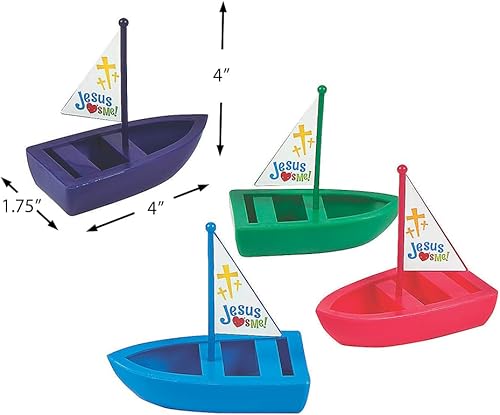 Miniatura 3 de Fun Express Jesús me ama botes de juguete - VBS, escuela dominical y juguetes religiosos - Suministros para la escuela bíblica de vacaciones - 12