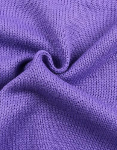 Image of Womens American Flag Sweater Long Sleeve Crew Neck Knitted Casual Pullover Sweater (Purple, Medium)