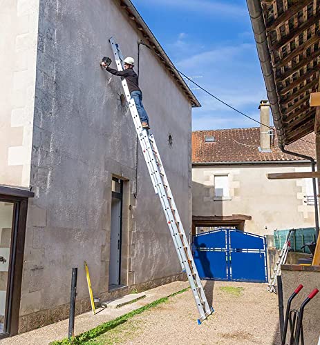 Echelle coulissante à Corde Professionnelle 3 Plans 3x14 échelons 10m en alu Hailo Trio