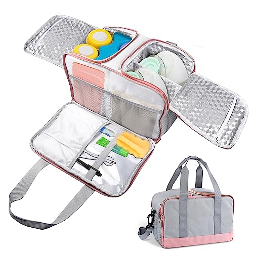Image of Widitn Breast Pump Bag, Wearable Breastfeeding Pump Bag Adjustable for Wearable Breast Pumps, Bottles, Pump Parts, and Ice Pack, Working Mom Breast Pump Carrying Case with Strap