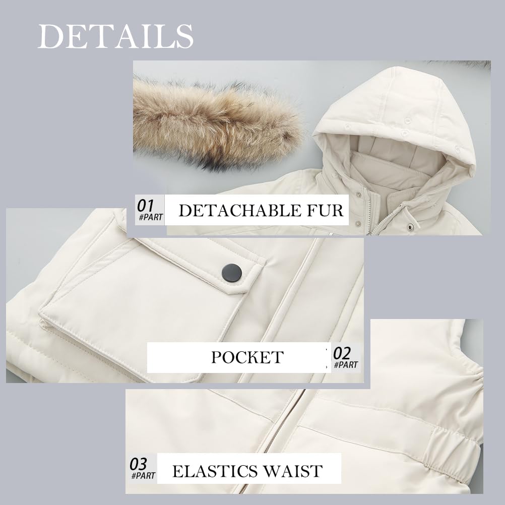 Tuta da Neve 2 Pezzi da Bambino Cappotto Piumino con Cappuccio e Saloppette da Neve Invernale Giacca Set Ragazza Impermeabile