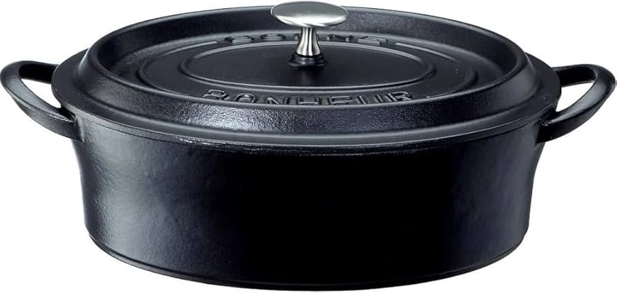 6600ボン・ボネール 両手鍋 鉄鋳物製ホーロー鍋 オーバル14 3個 ブラック ボン・ボネール ココット ホーロー キャセロール 鉄鋳物 両手鍋