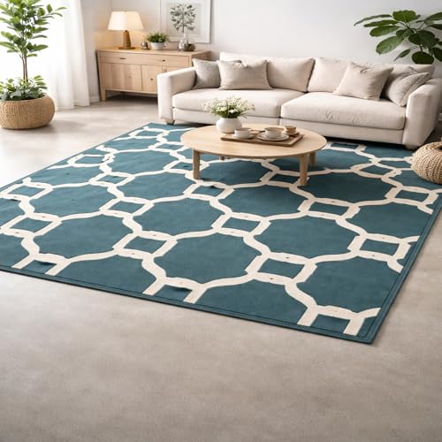 Alfombras extragrandes para dormitorio y salas de estar de diseño azul 2