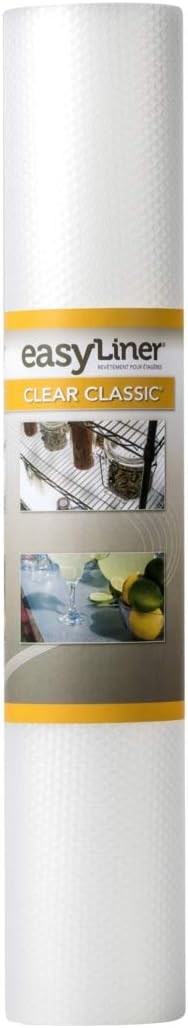 EasyLiner Clear Classic Shelf Liner - Durable Non Adhesive Fridge Liner - Easy to Install & Clean - Kitchen Liner Mat for Fridge Shelves - Food Safe Removable Shelf Liner - 20in. x 24ft. - Clear