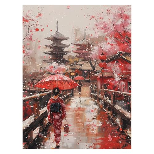 数字油絵 芸者 Painting by Numbers 橋 ペイントバイナンバー 手作りキット 100x135 Cm 数字絵画手芸キット とブラシとカラフル キャンバス絵画 彩絵の具 Paint by Numbers 家の壁の装飾やホリデーギフトとして使用