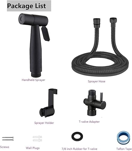 Handheld Bidet Sprayer for Toilet-Adjustable Water Pressure Control with Bidet Hose for Feminine Wash, Matt Black Cloth Diaper Bidet Toilet Sprayer