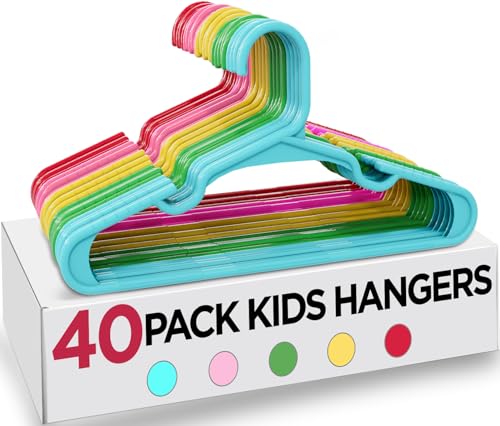 Utopia Home (Pack de 40, Multicolor) Perchas de plástico para niños   Perchas para Ropa de bebé para la habitación del bebé y el Armario   Perchas para niños Que ahorran Espacio