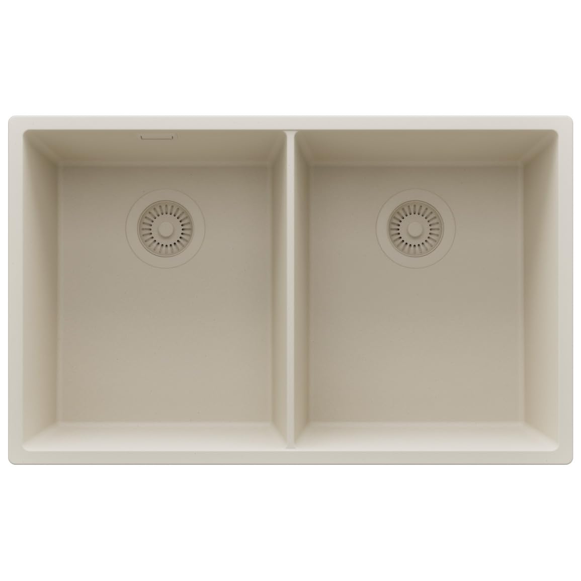 PRIMAGRAN Fregadero bajo Encimera Todo Beige 76x47cm, Cocina 2 Senos + Sifón, Granito al Mueble 80cm - London Twin S010