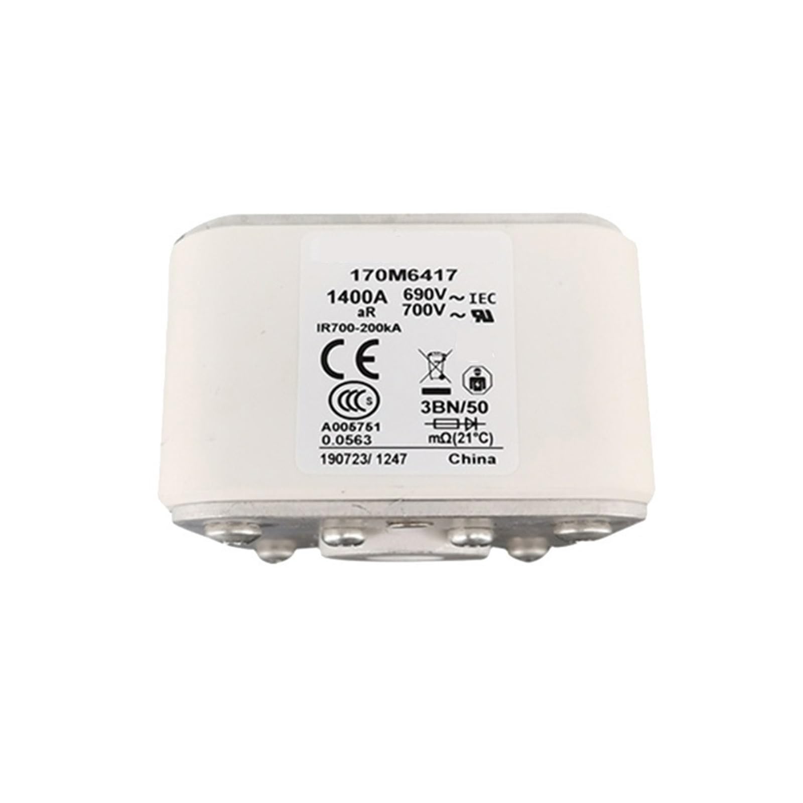 Fusible CC rápido 170M6417 para solucionar sobrecargas en redes eléctricas