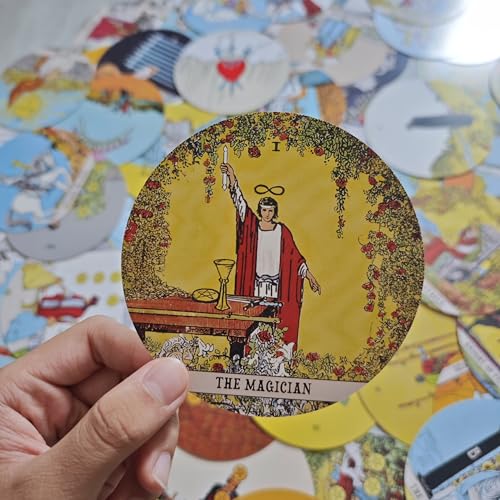 Tarot Cards for Beginner, 78 Round Tarot Cards with Guide Book, Round Tarot Deck can be used for fortune telling, spiritual growth, meditation and advanced divination practice (3.93*3.93 inches).