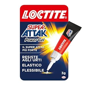 Loctite Super Attak Power Flex Gel, Adesivo Trasparente e Istantaneo Specifico per Materiali Flessibili, Colla Resistente in Formula Gel per Pelle, Gomma e Cuoio, 1X3G