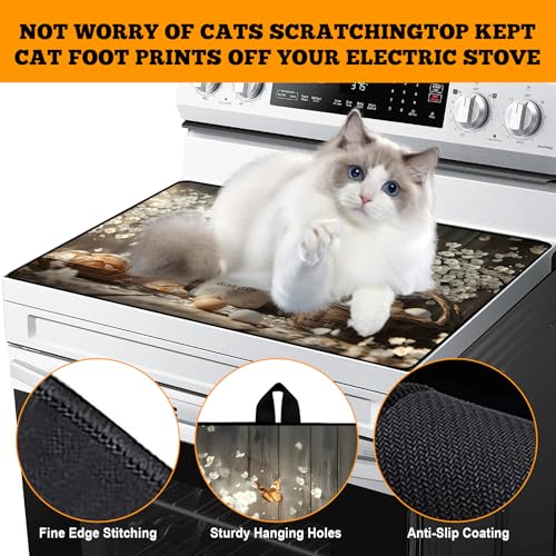 Image of Multi-Design Silicone Stove Cover for Glass /Electric Stoves - 3-in-1 Heat-Resistant Protector Mat, Non-Slip Drying Rack 28 inchx20 inch (Shop Window)