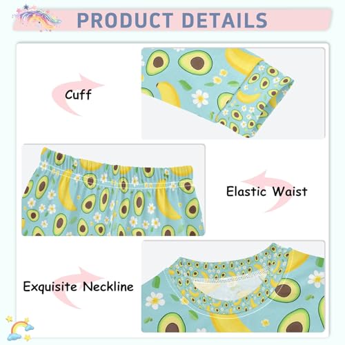 senya Avocado Banana Flower Pajamas Set Long Sleeve Soft Cotton Sleepwear 2 Piece4