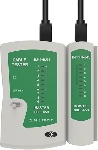 FARLINK RJ45 RJ11 Cat5 Cat6 LAN Cable Tester Handheld Network Cable Tester Wire Telephone Line Tool for LAN RJ45 Cat7 UTP/Shielded Cable and RJ11 RJ12 (Deep Green)
