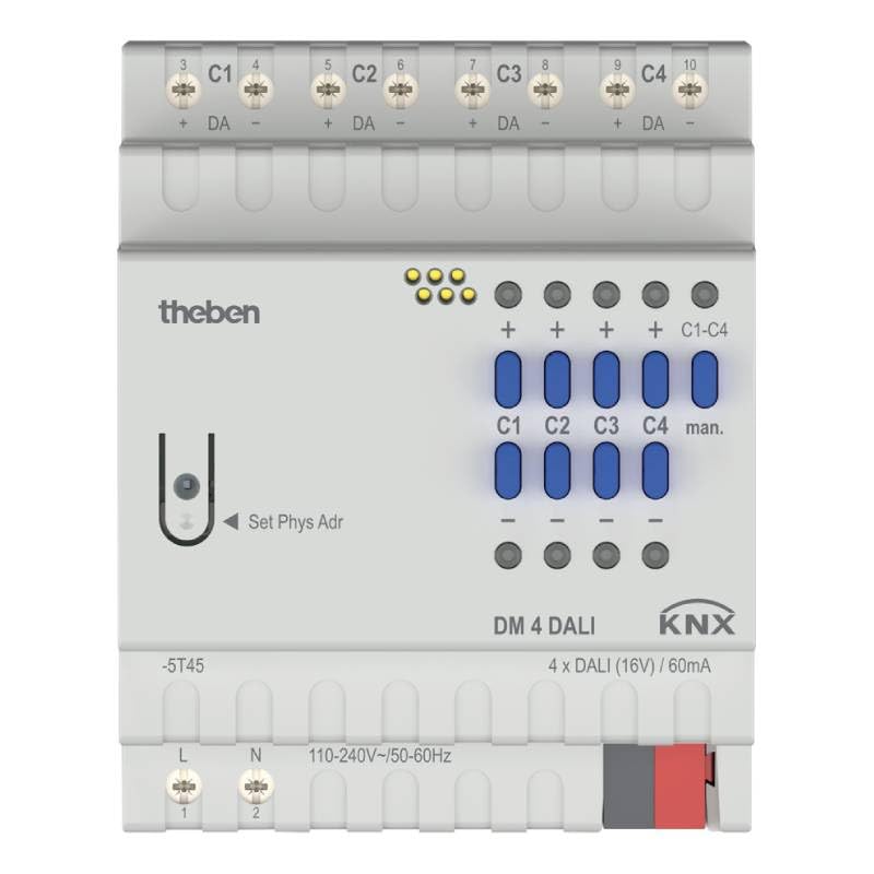 Theben DM 4 DALI KNX Dimmaktor 4-fach, KNX TP, Data Secure 4940300