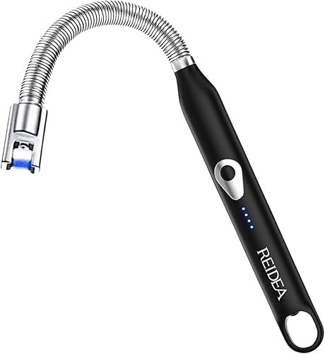 Encendedor eléctrico REIDEA F2 - Encendedor de velas USB recargable flexible con interruptor de seguridad, pantalla de batería LED, plasma sin