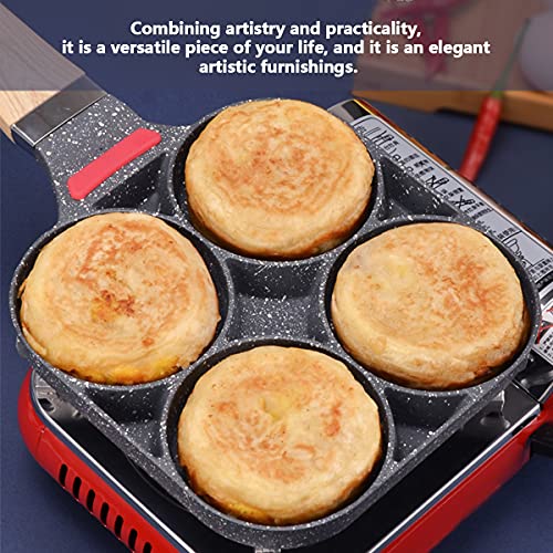 Non-Stick Frying Pan with 4 Hole, Omelet Burger Pancake Pan Induction Hob Compatible for Breakfast Home Cooking (Open-Fire Induction Cooker Type) 3 Gallery Image