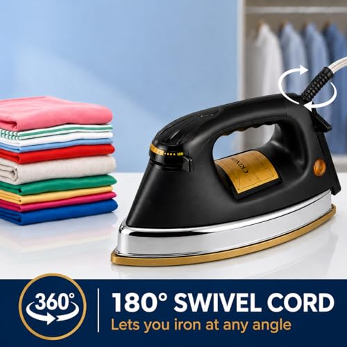 Image of 1.5KG Heavy Weight Iron Press for Clothes 1000W | Dry Iron with Nonstick Soleplate | Shockproof Body, Adjustable Temperature | 1 Year Replacement Warranty | Made in India